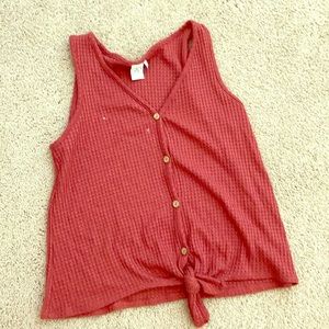 Red/orange paper Crane button down tie tank